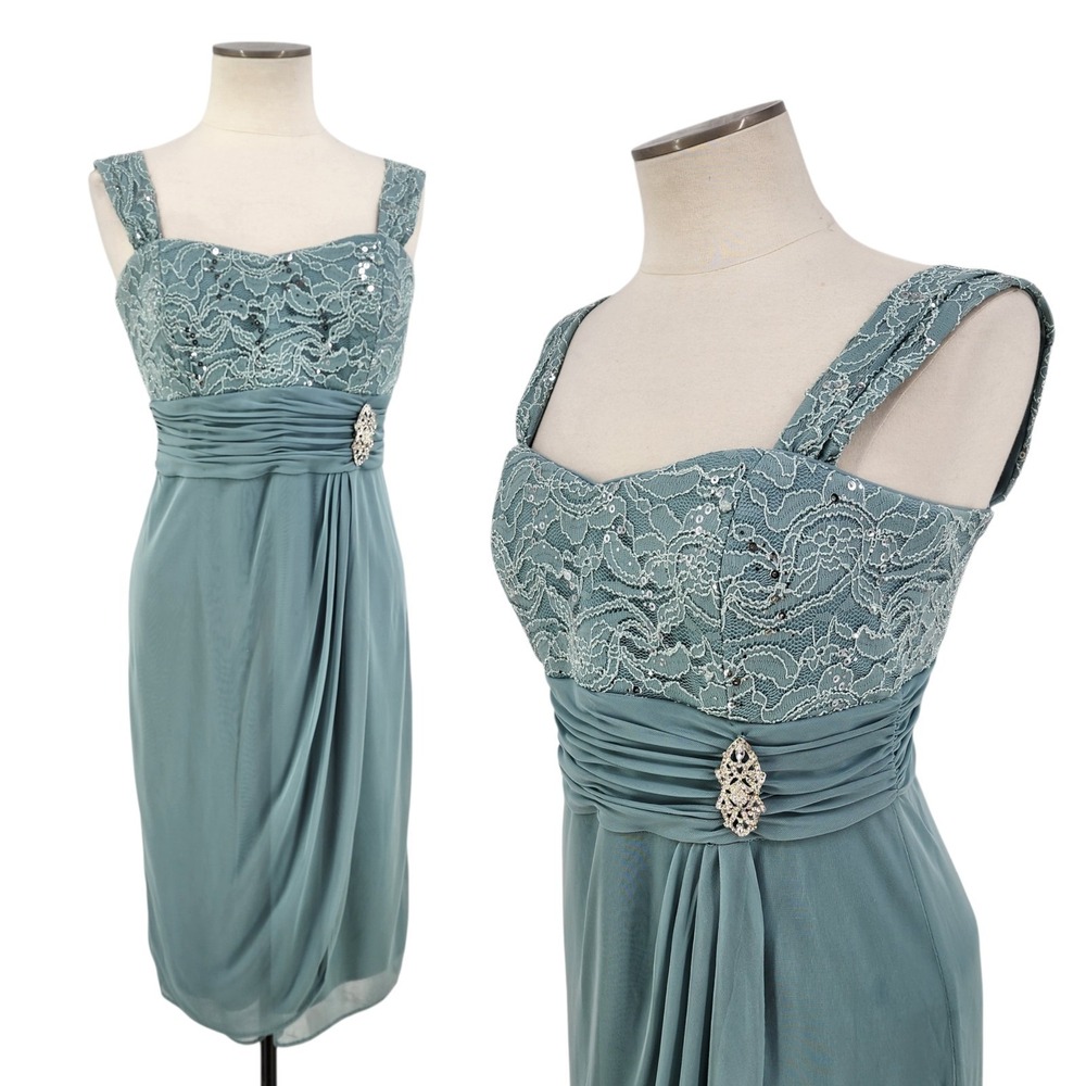 R&M Collection Cocktail Dress Lace Fairy Coquette Sheer Layered Gala Formal 6